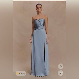 Elegant Strapless Blue Dress